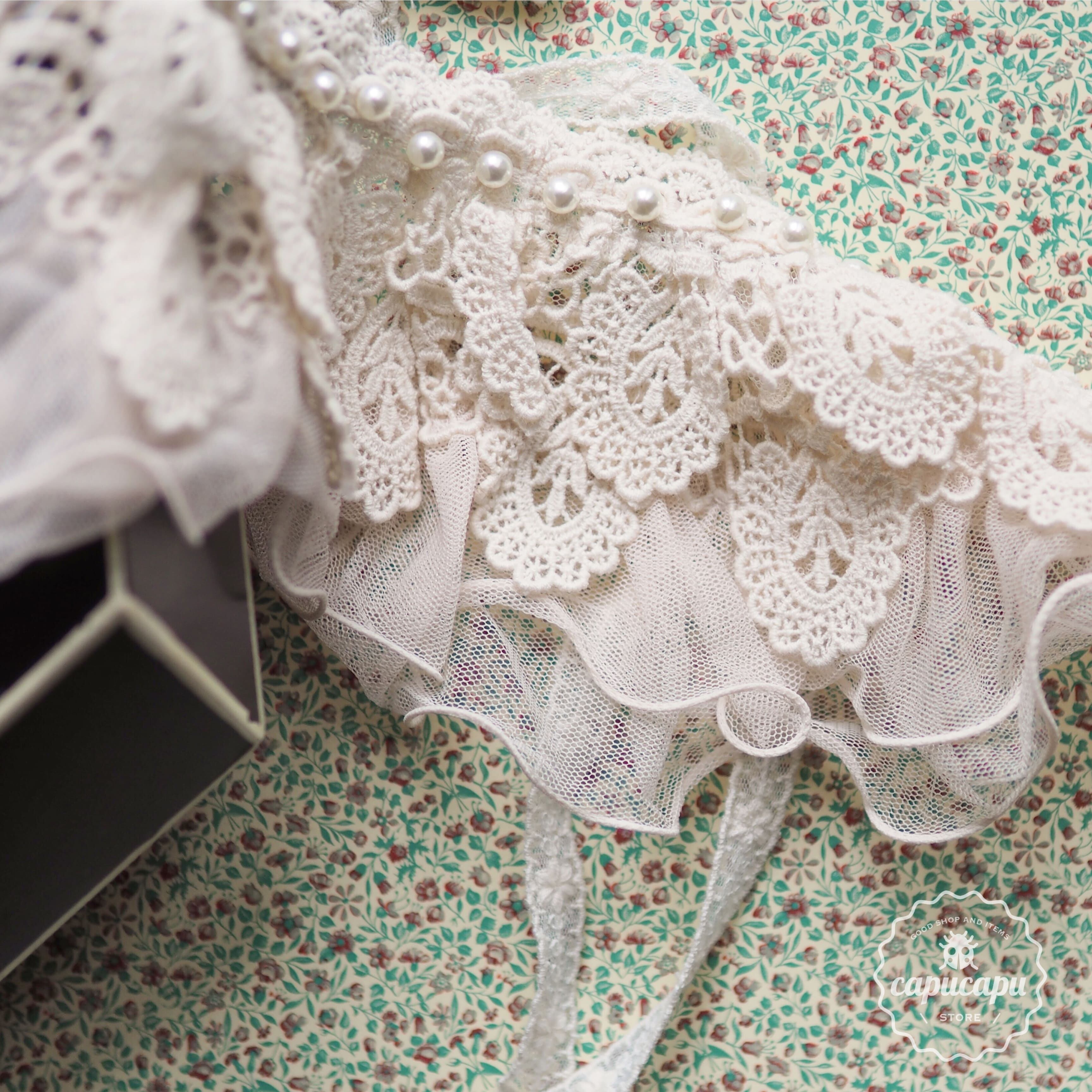 sold out» pearl leaf Lace cape パール 葉っぱ ケープ 付け襟 つけ襟