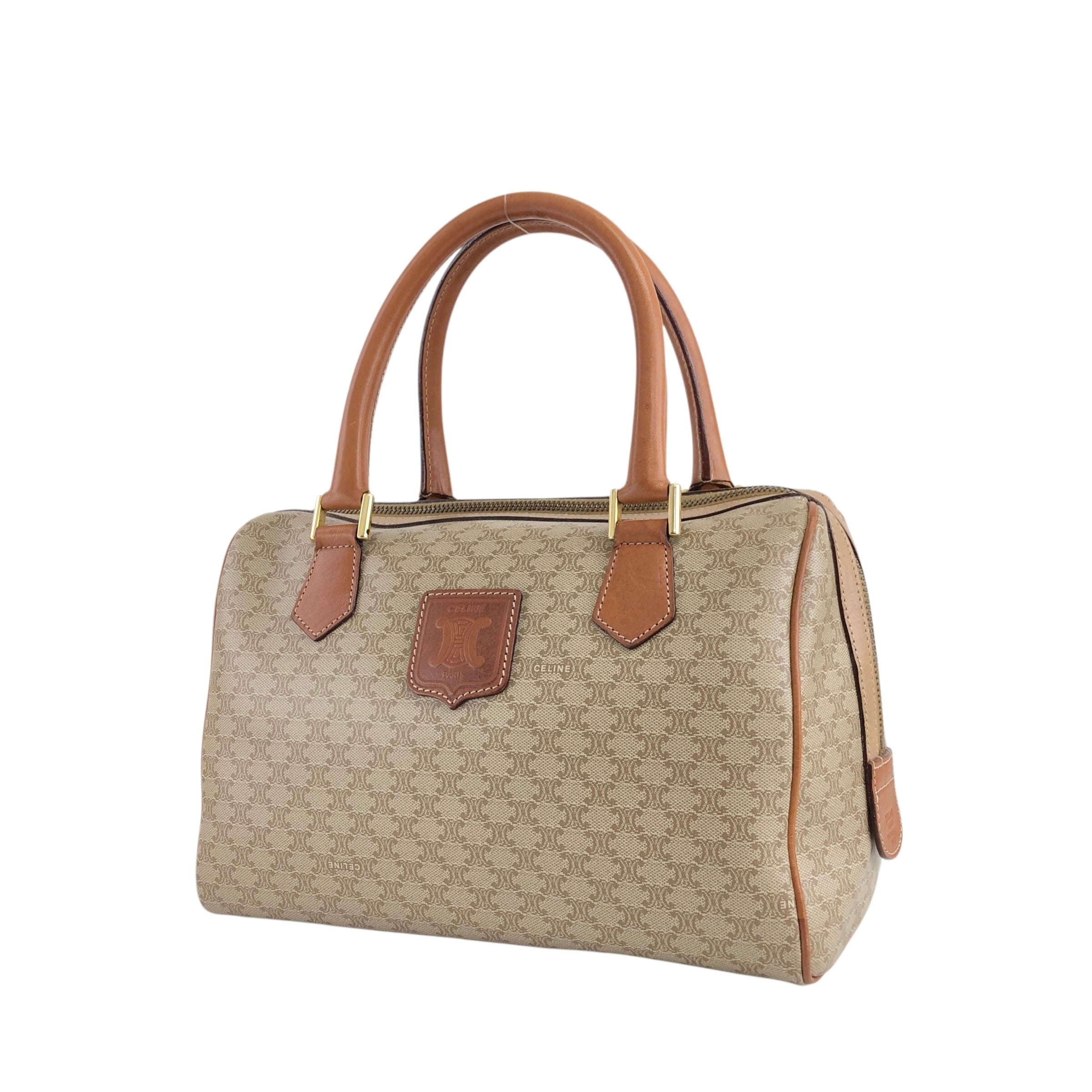 CELINE セリーヌ マカダム ハンドバッグ ベージュ ブラゾン型押し PVC