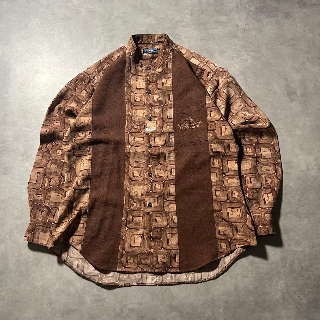 vintage switching mode pattern shirt