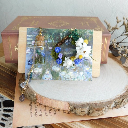 【生花風】絵画「睡蓮6」リースピアス/イヤリング