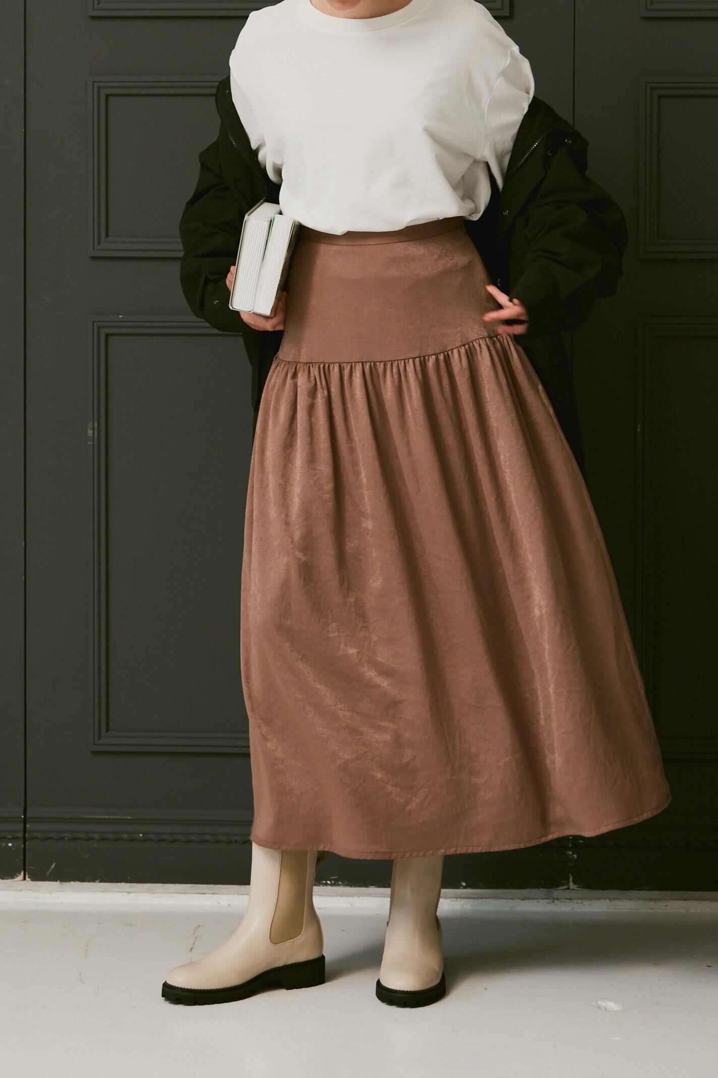 Vintage satin flare skirt PINK