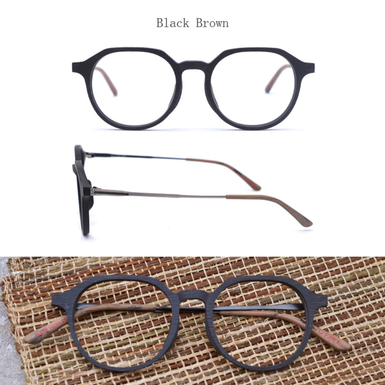 Retro Wood Grain Metal Glasses -crown panto- / レトロ ウッド グレイン メタル メガネ -クラウンパント-