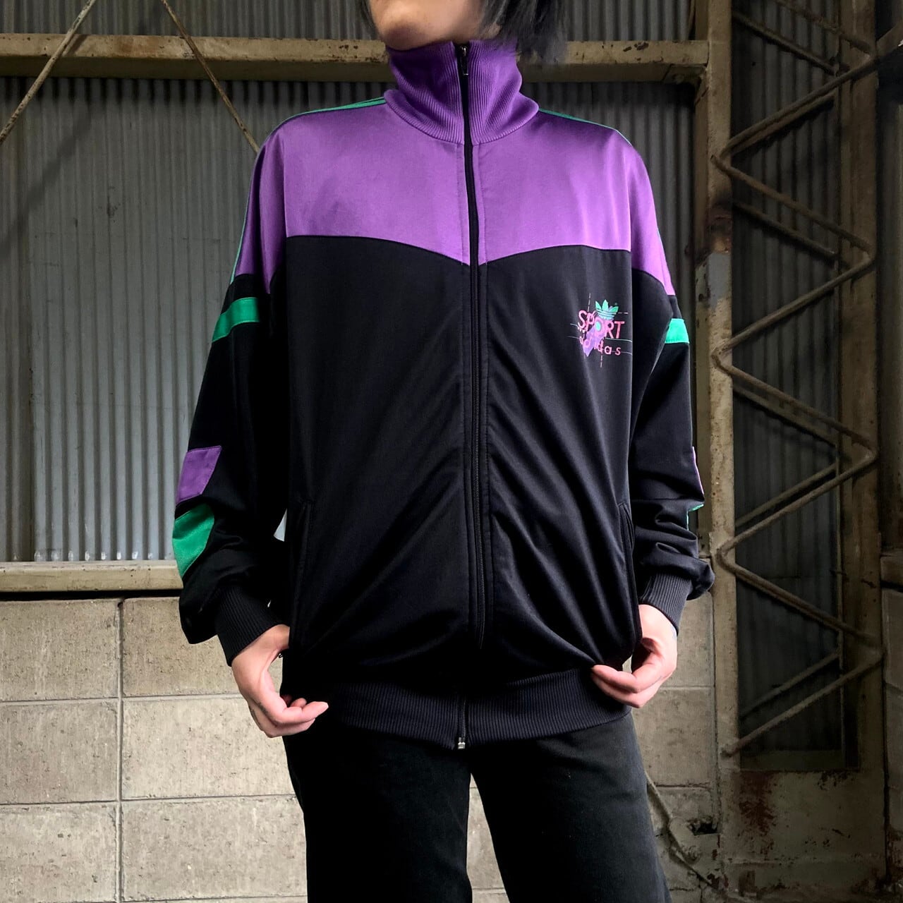 37％割引ブラック系,XL(LL)最前線の 80s 銀タグ NIKE ジャージ トラックジャケット エヴァカラー 黒×紫 ジャージ トップス