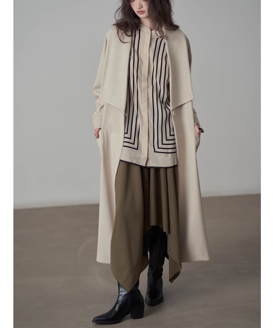 ヘリンボーン◆スクエアカラーコート【a-50387】