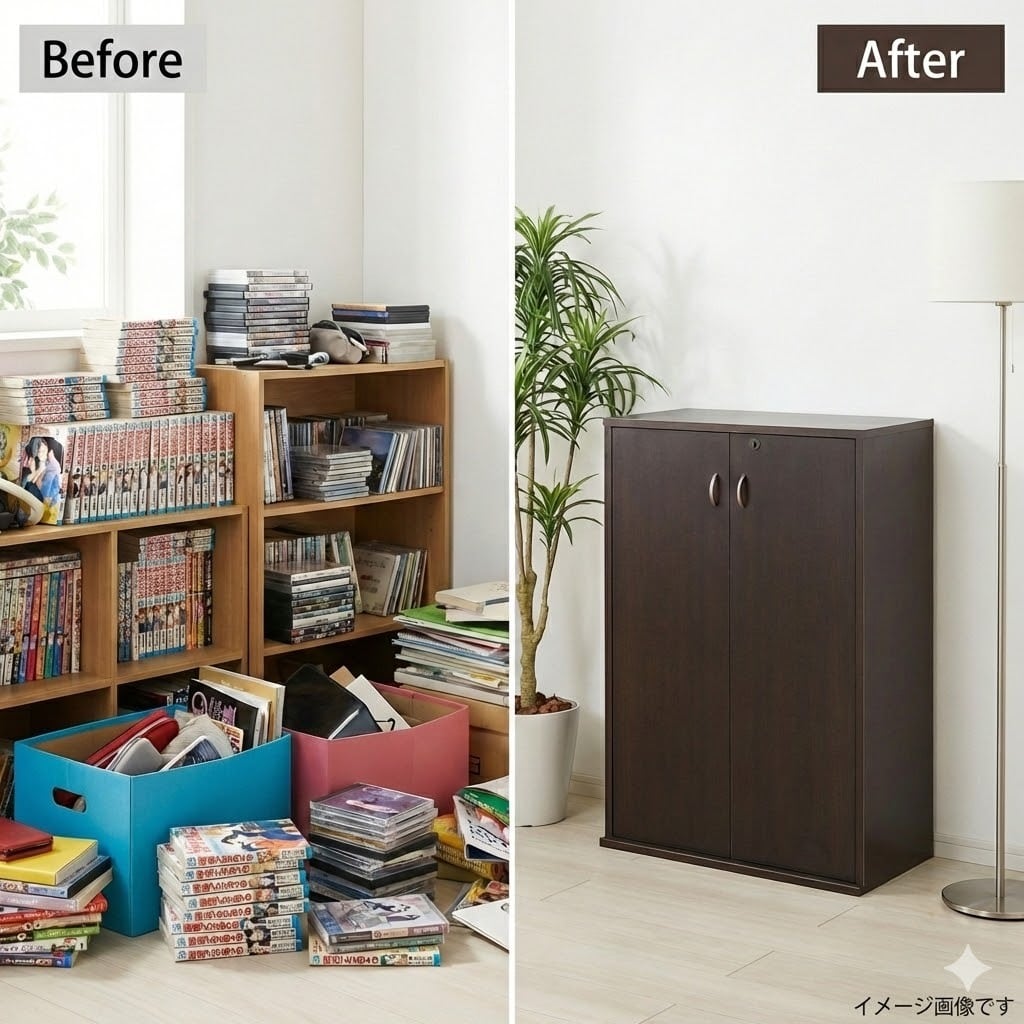 鍵付収納名人 CD・DVD・Blu-ray・コミック収納 鍵付 ラック 日本製