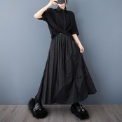 異素材 切替 アシンメトリー スカート  00379