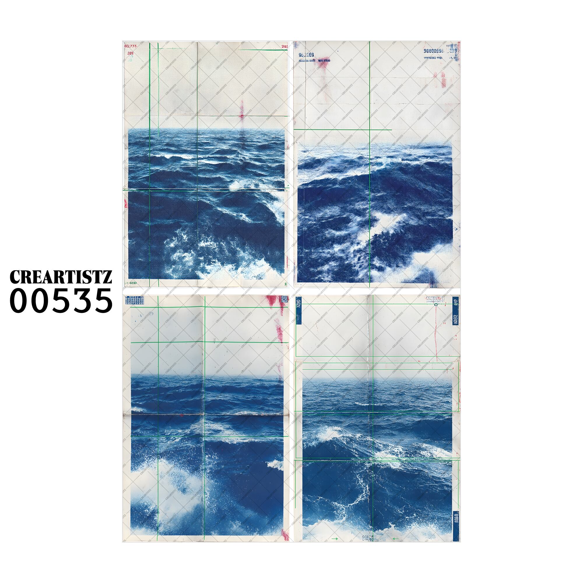 00535 背景 コラージュ素材 オリジナル 12枚セット (4種類×3枚) ペーパー/ステッカー CREARTISTZ