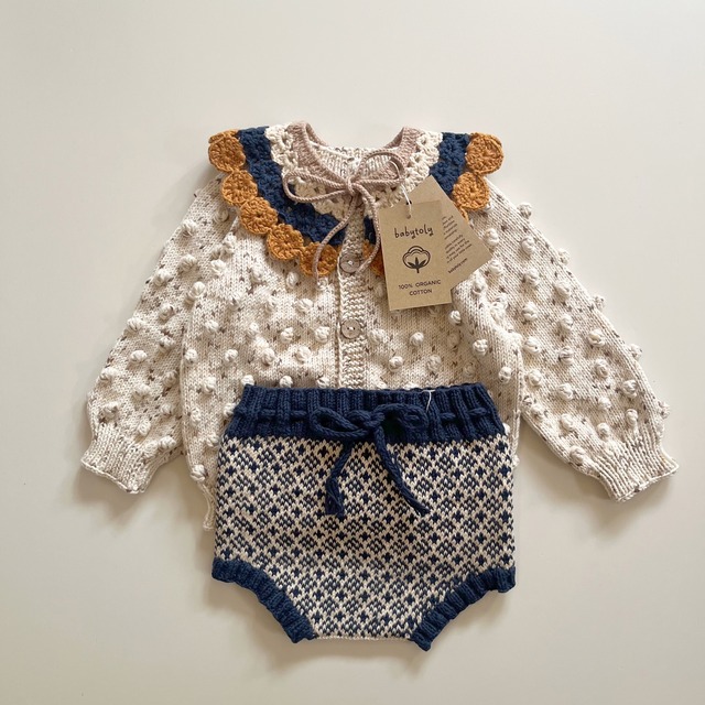 Navy×Natural Folk Bloomer - babytoly | kototo