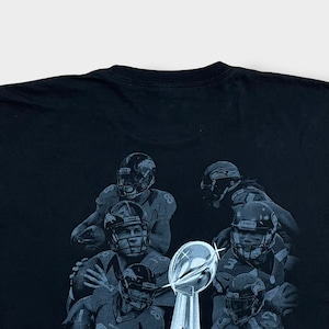 【AAA】NFL 2014 Super Bowl スーパーボウル プリント Tシャツ 両面プリント バックプリント 黒t 半袖 アメフト BRONCOS SEAHAWKS LARGE US古着