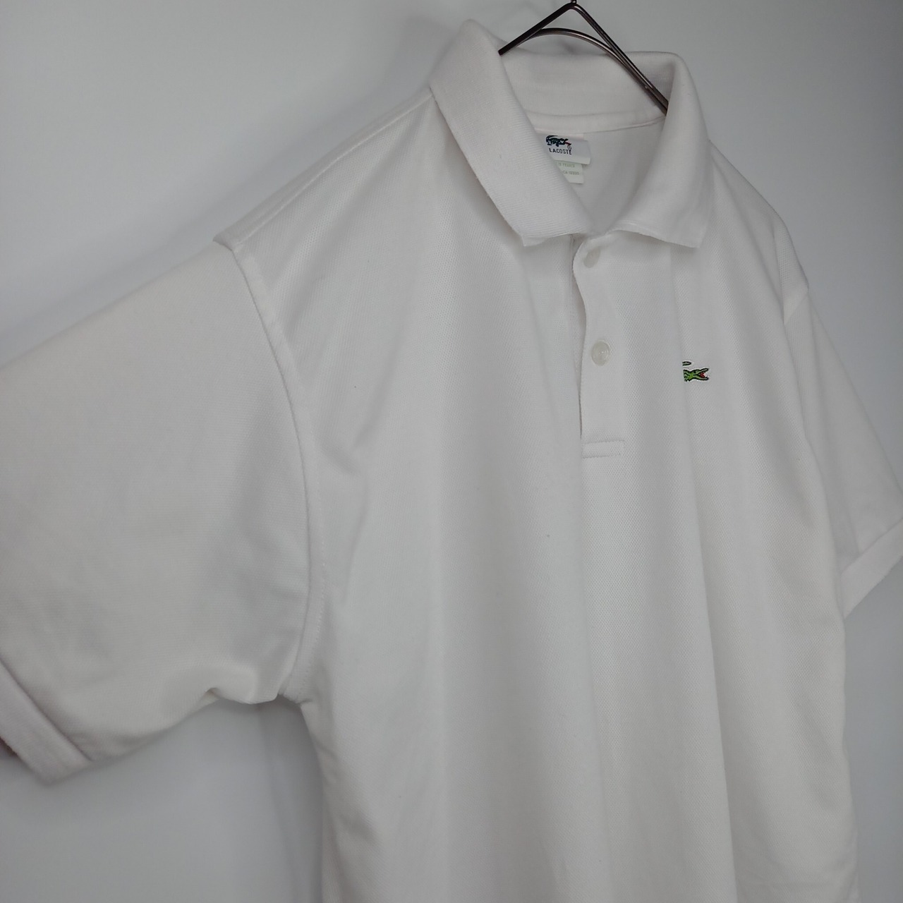 90s　フレンチラコステ　半袖　ポロシャツ　刺繍ロゴ　シェルボタン　ユーロ古着