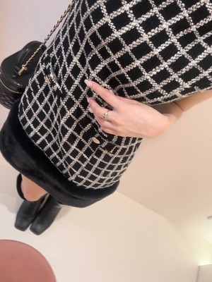 【original】tweed fur onepiece(black)