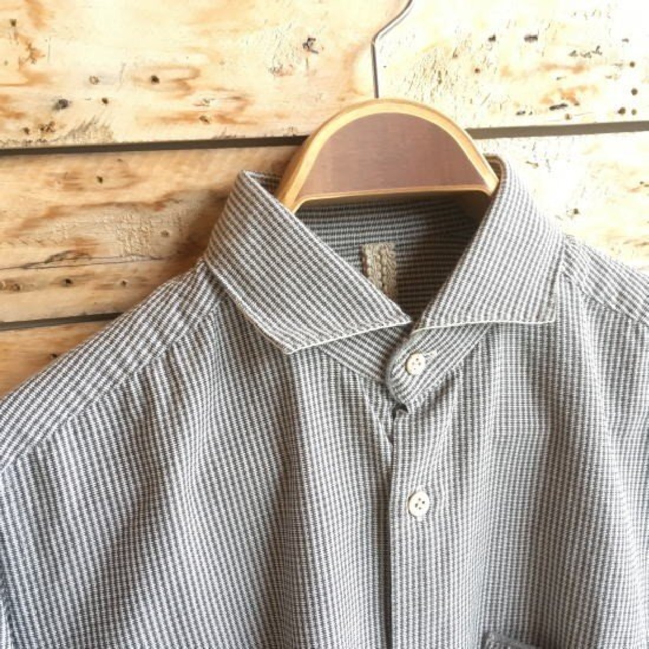 DNL Italy ホリゾンタルカラースリムシャツ　グレー 【SALE】