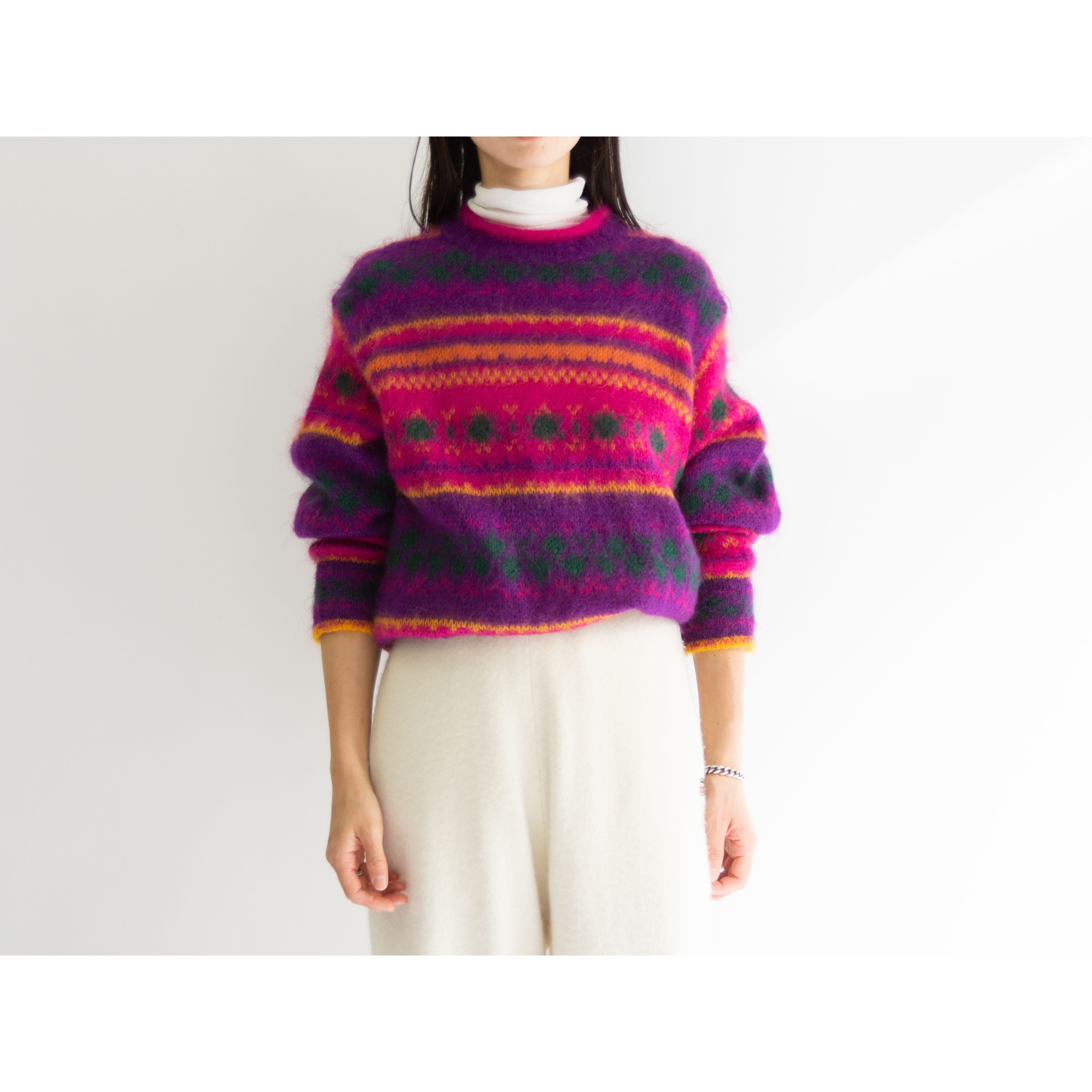 【UNITED COLORS OF BENETTON】Made in Italy Wool-Nylon Pullover Sweater（ベネトン イタリア製ウールナイロンプルオーバーセーター ニット）