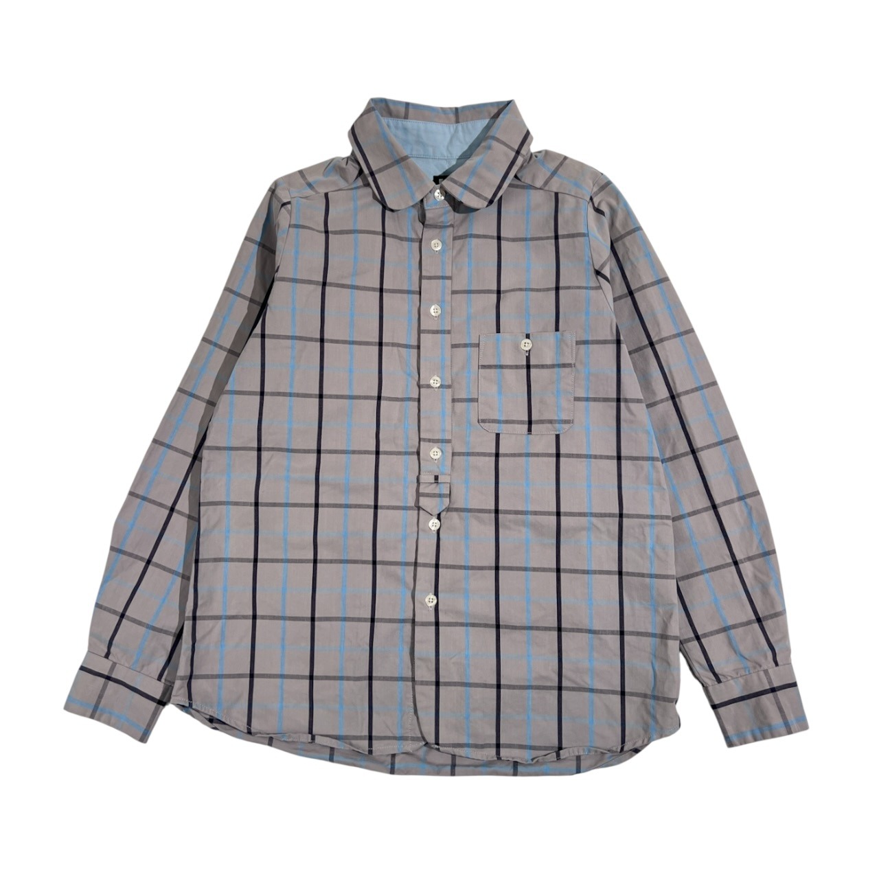 HELLY HANSEN ヘリーハンセン チェック柄 長袖 シャツ S/グレー×ブルー系  アウトドア