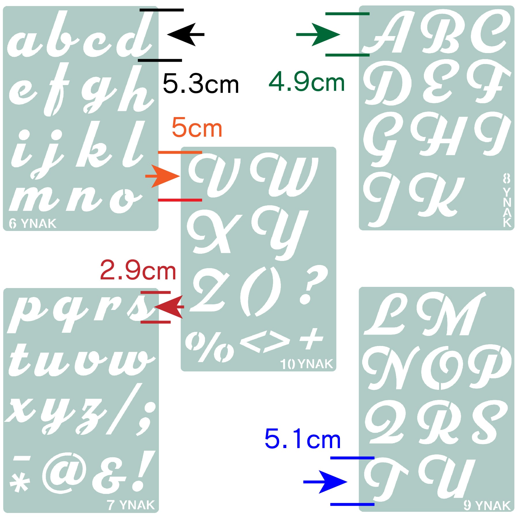 YNAK ステンシルシート アルファベット 大 数字 均等 テンプレート