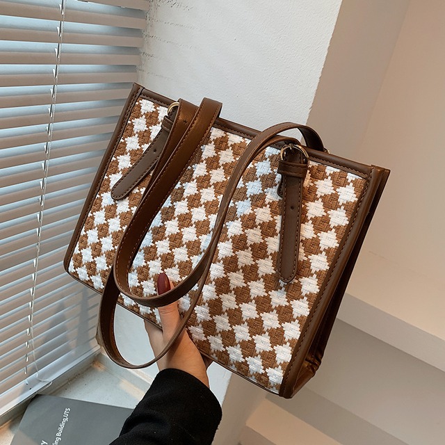 カジュアルオータムショルダーバッグ格子柄 秋物 トートバッグ Tiancai_Wing_Bag68263859429