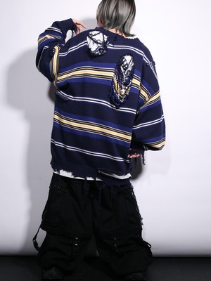 REMAKE / clash bolo × zip  border knit