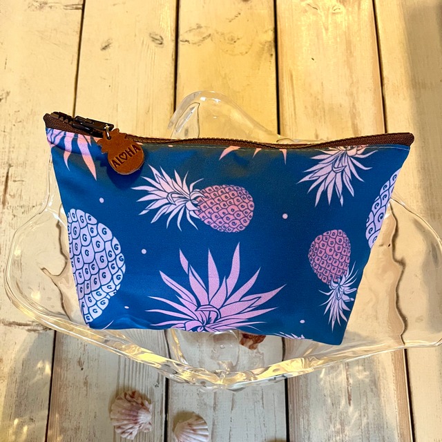 キャンバスポーチ(パイナップル/ネイビーピンク)