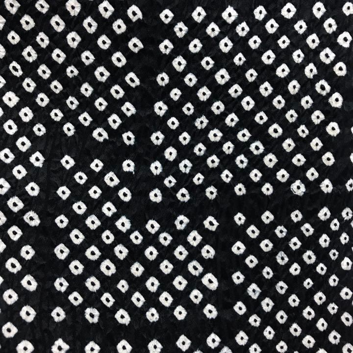 小紋 総絞り 鹿の子絞りに四角模様 モノトーン K-3352 