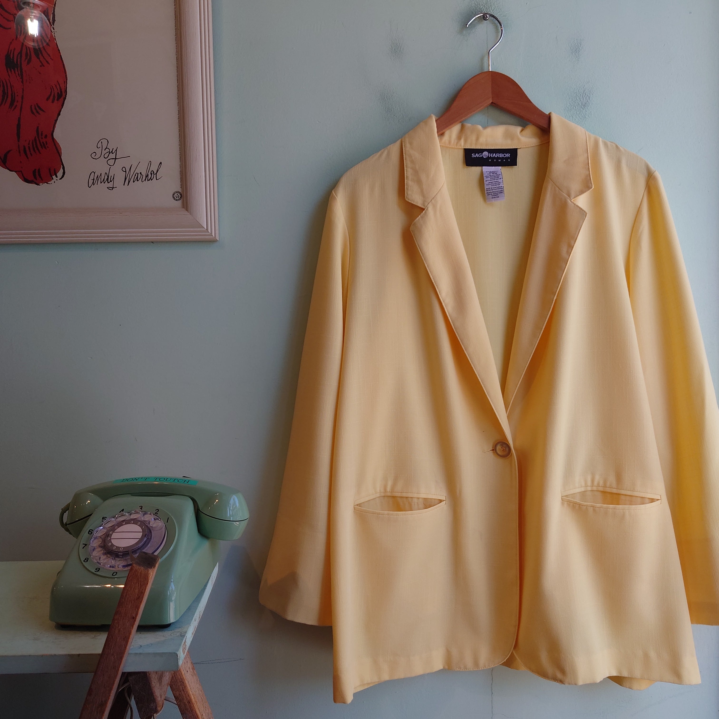80s 90s sag harbor テーラードジャケット　レーヨンポリ　カスリ SAG HARBOR 90s vintage イージーテーラードジャケット カラー