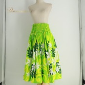 フラダンス 衣装 ALOHA STANDARDS アロハスタンダード パウスカート グリーン系 ティアレ柄 モンステラ柄 花柄 植物柄 ハワイアンプリント ハワイアン アロハ フラ ダンス レッスン 練習 ハワイアンダンス 黄緑 緑 白 ホワイト系 日本製 セット 2枚セット シングル スカート 華やか 鮮やか かわいい