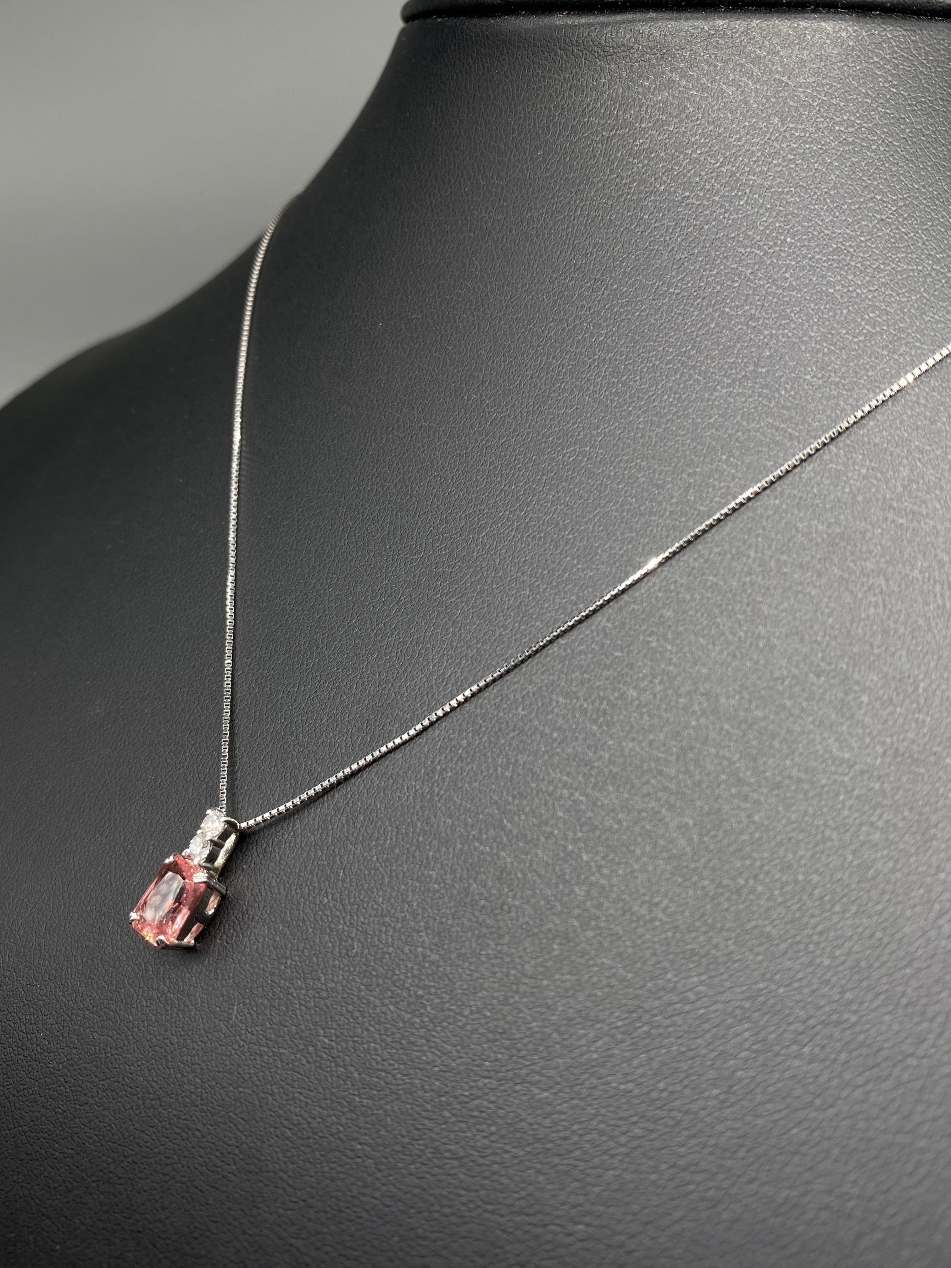 ロードクロサイト 1.58ct / ダイヤモンド 0.14ct Pt900/850 ネックレス