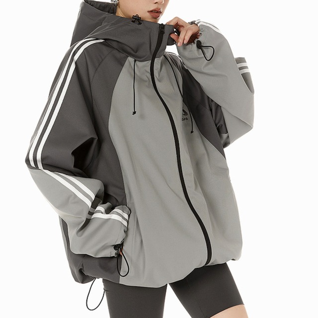 Sporty oversized paneled hoodie A00079