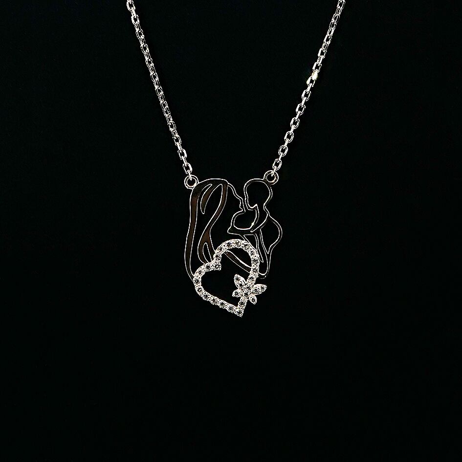 【親子ネックレス】SV925 ネックレス 親子ネックレス ペンダント シルバー SV925 キュービック モアサナイト 天然ダイヤモンド