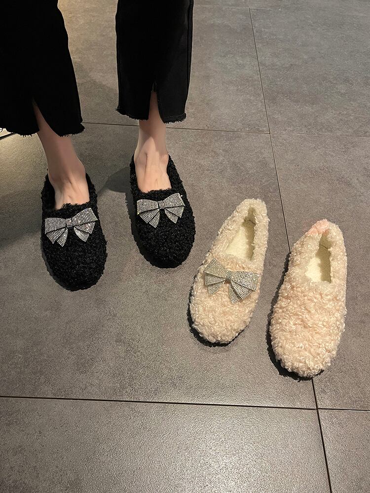 レディースベルベットオータムウィンターリボン 靴 シューズ コットン 秋物 冬物 部族の婦人靴41472700271