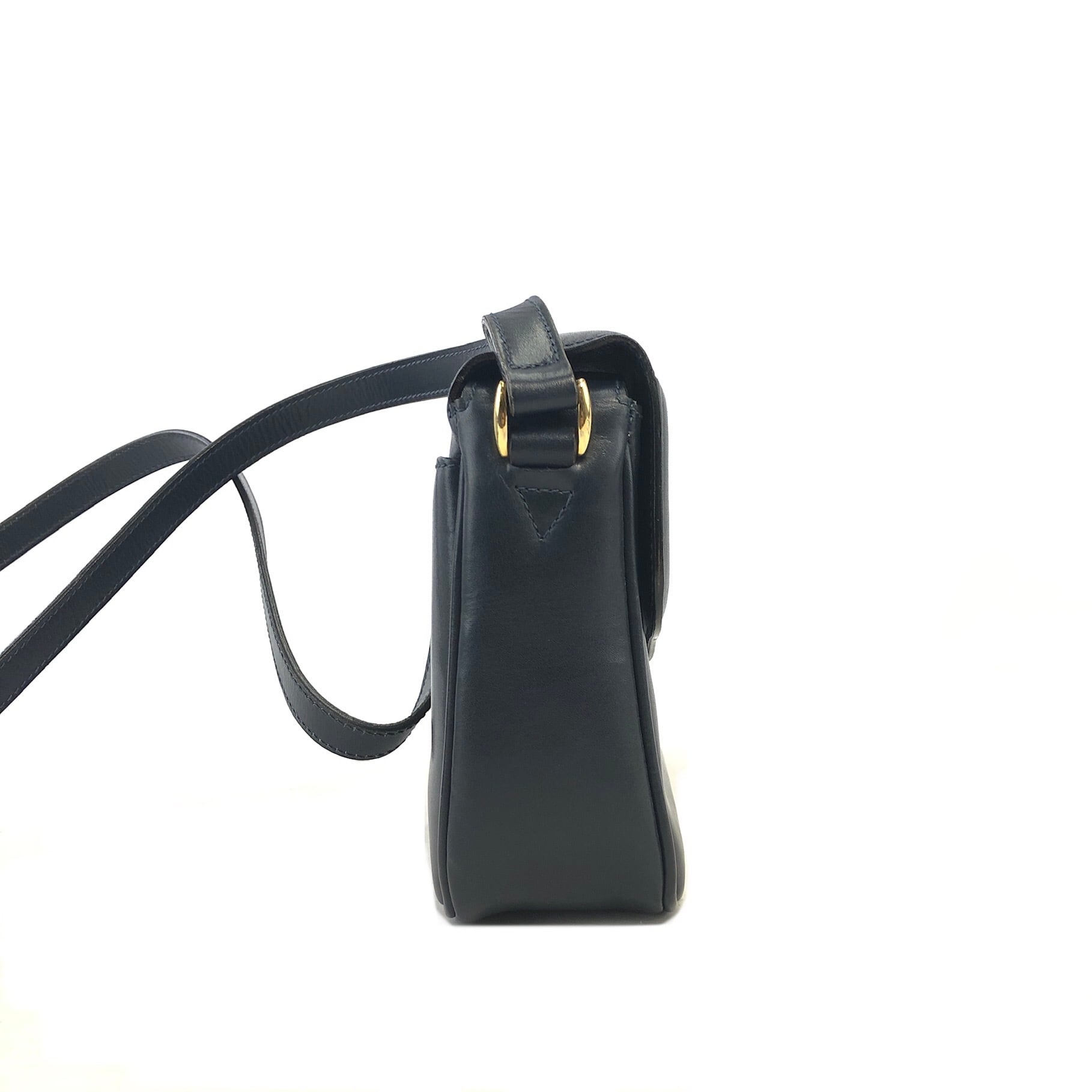 CELINE セリーヌ トリオンフ レザー ショルダーバッグ ネイビー