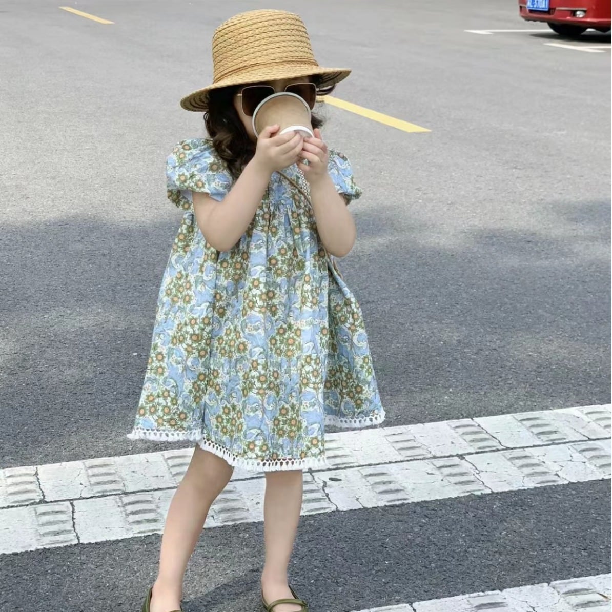 予約販売】90-140cm ✨ 韓国子供服 小花柄 パフスリーブ ワンピース