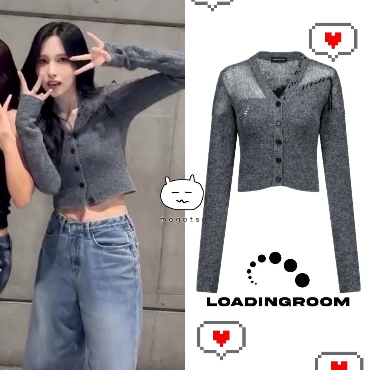 ☆TWICE ミナ 着用！！【LOADINGROOM】HAND STITCH CARDIGAN | もごつ