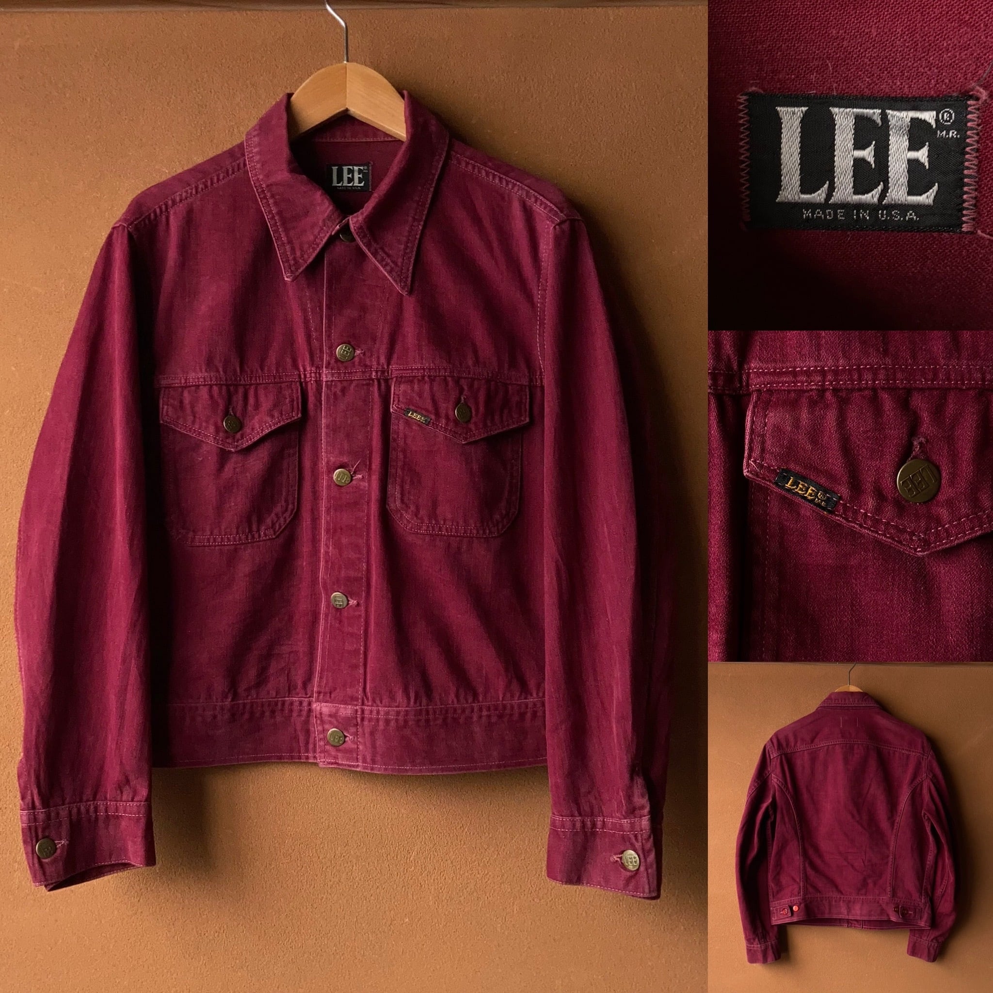 70's LEE モールスキン トラッカージャケット ワインレッド USA 70's LEE モールスキン トラッカージャケット ワインレッド USA