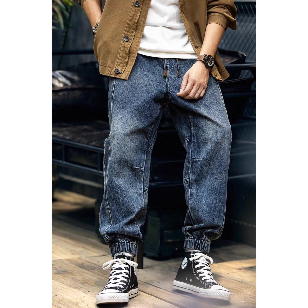 Tapered denim jogger pants 1303 - 6