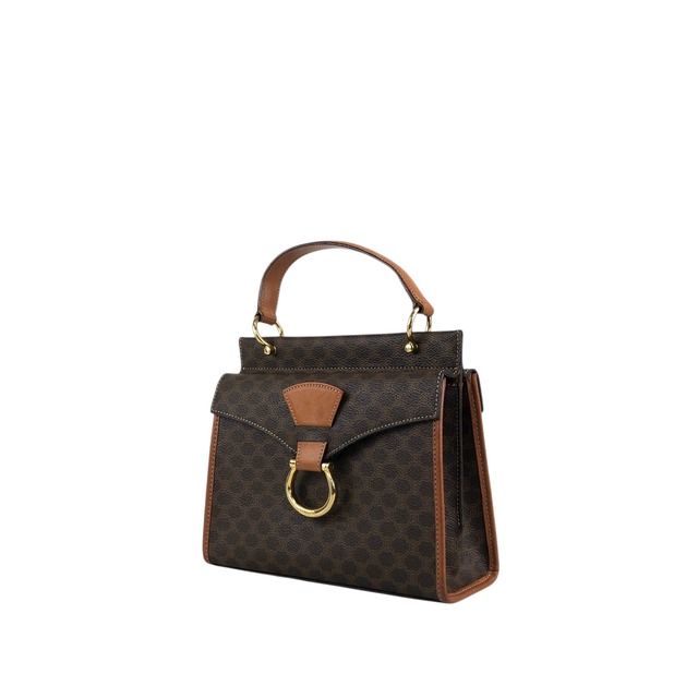 CELINE セリーヌ マカダム ショルダーバッグ ブラウン ガンチーニ PVC 2WAY vintage ヴィンテージ オールド kgm5ej
