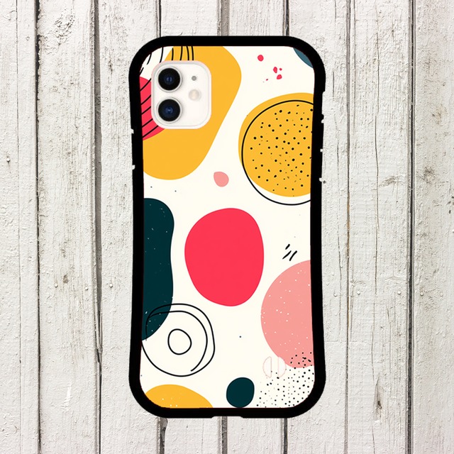 受注生産 iPhoneケース 赤黄の丸と有機形のポップ抽象｜ポップアート PABS106C