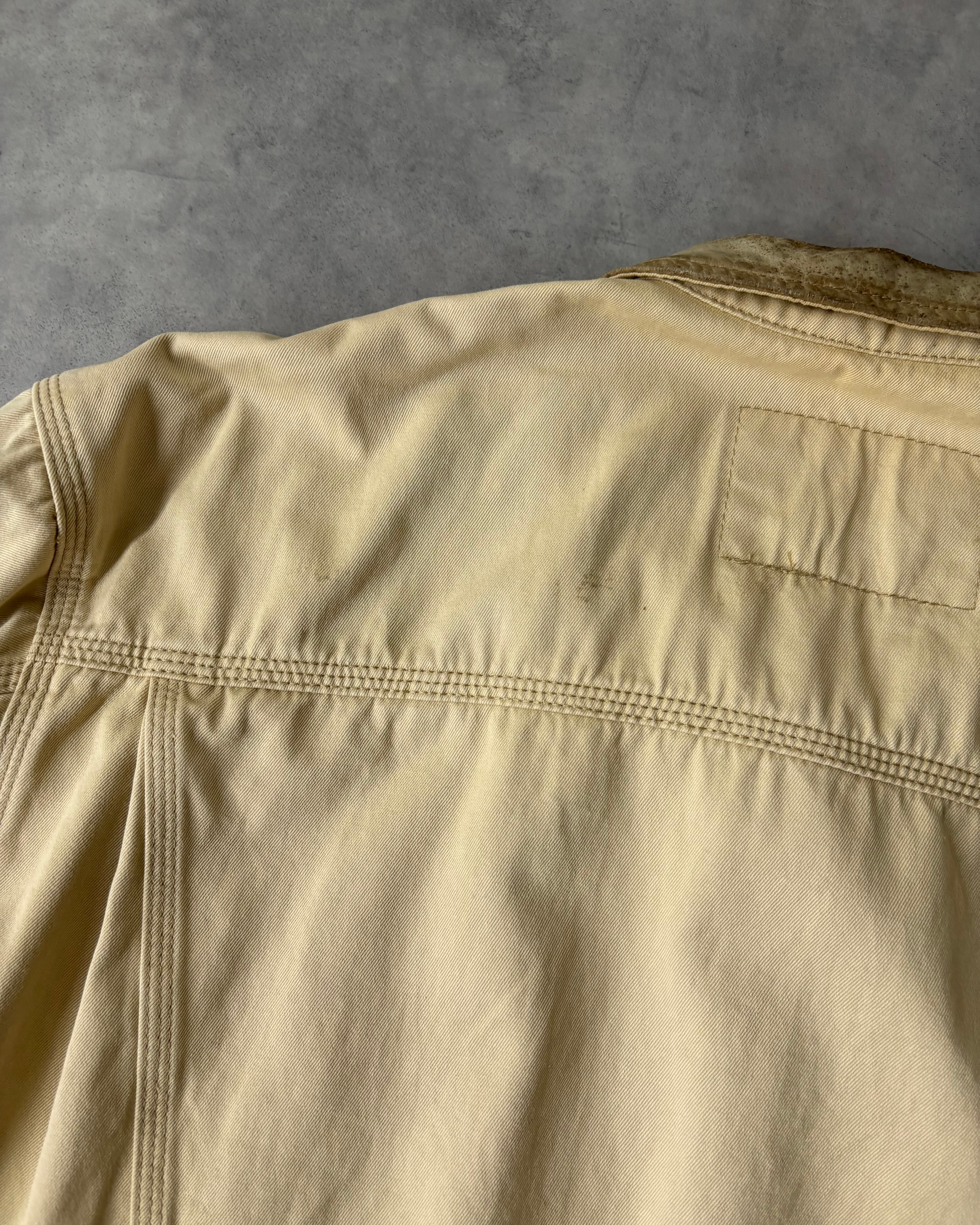 90s DIESEL Leather Collar Cotton Trucker Jacket ITALY製 | VOLAR