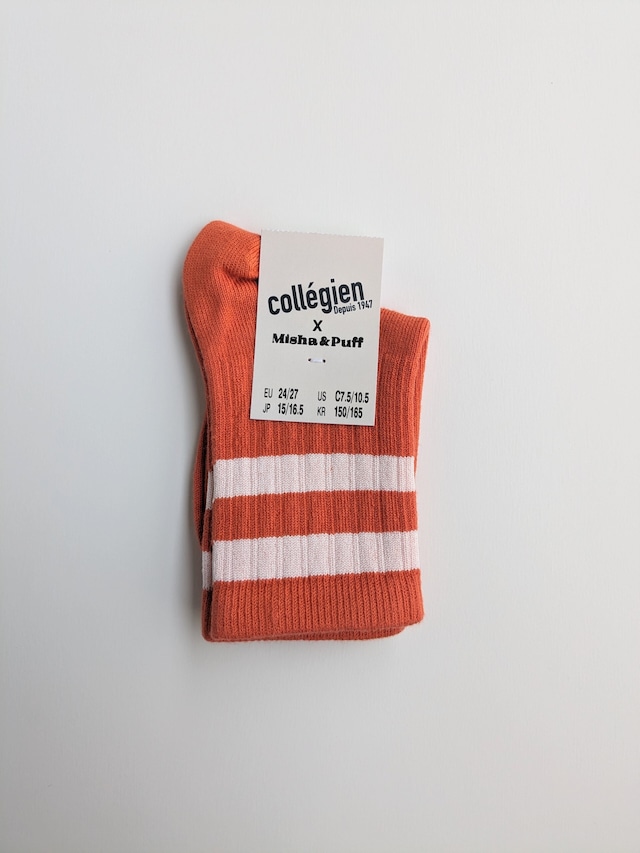 Collegien × Misha&Puff/Nico-Ribbed Varsity Crew Socks C40 Potiron
