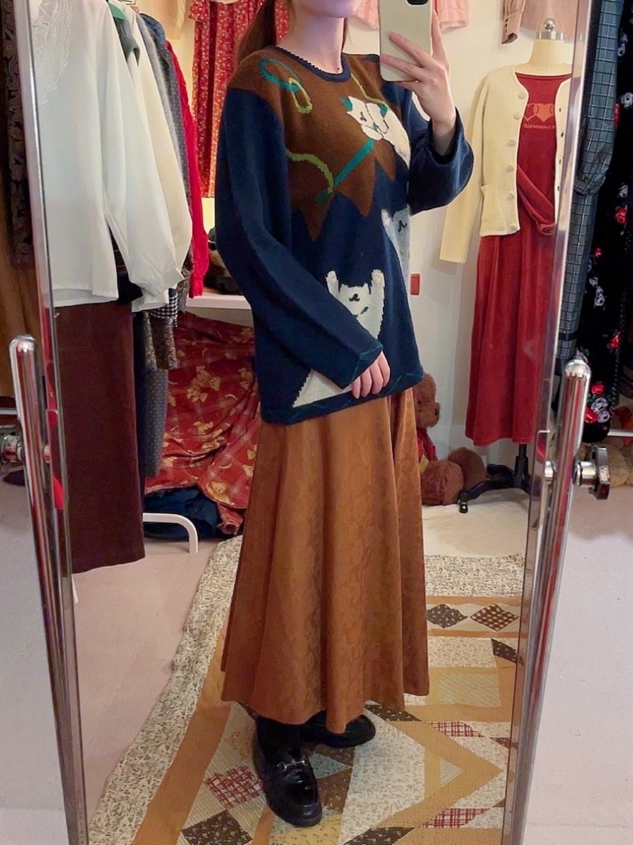 circus cat navy knit sweater