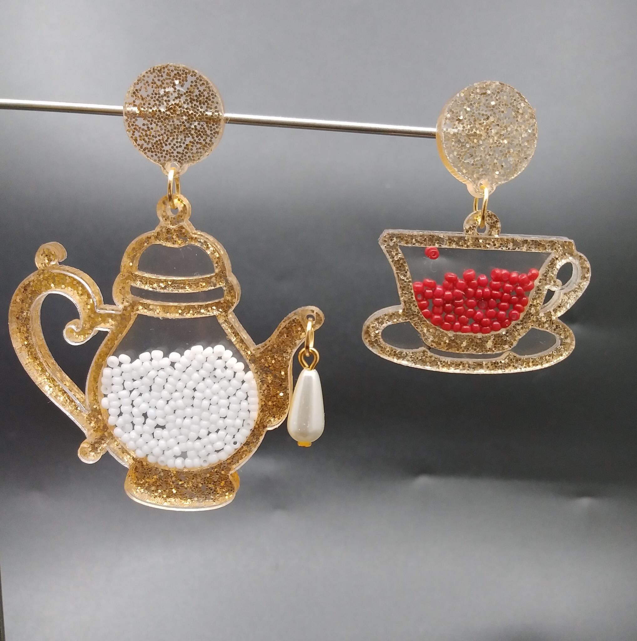 ティーポッド＆カップ お茶会ピアス イヤリング 紅茶 お茶 かわいい