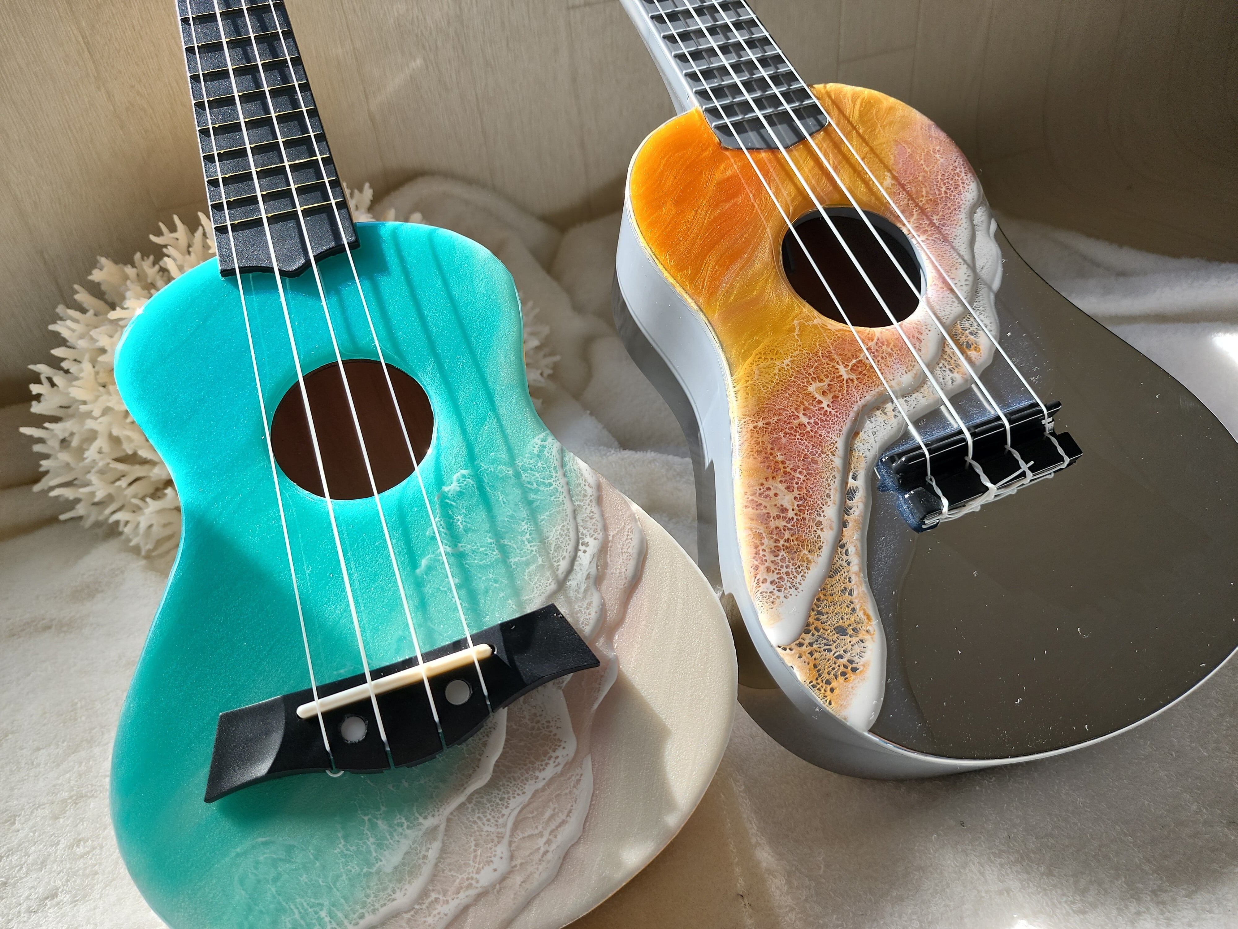 191.オーシャンレジンアート ウクレレ | Leaf Edgez