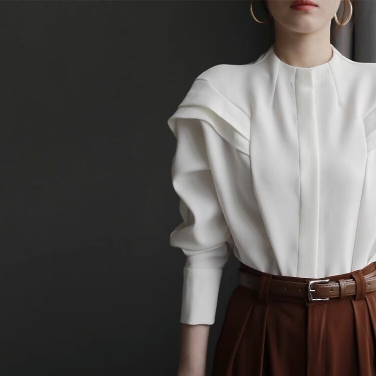 シフォン 比翼仕立て ブラウス 1col N00170