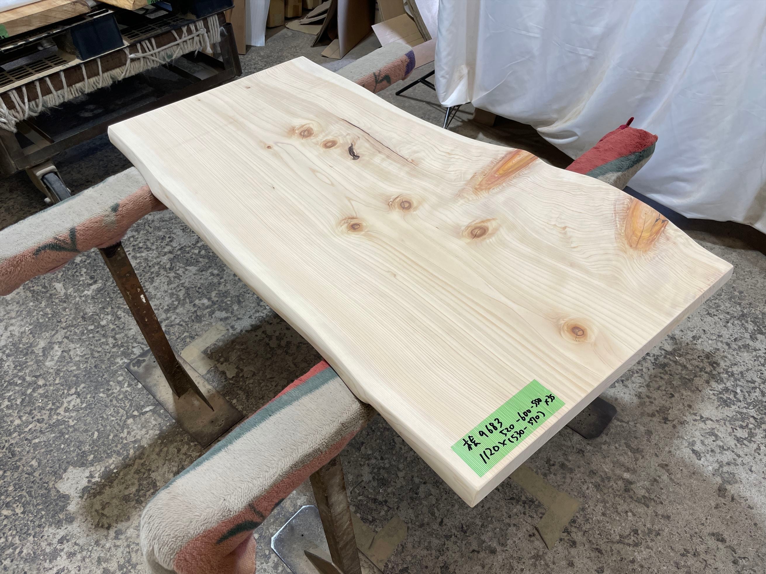桧9683 一枚板無垢 乾燥材 1120x520-600-550x35mm 棚 テレビ台 カウンター ローテーブル センターテーブル 窓台 檜 ひのき