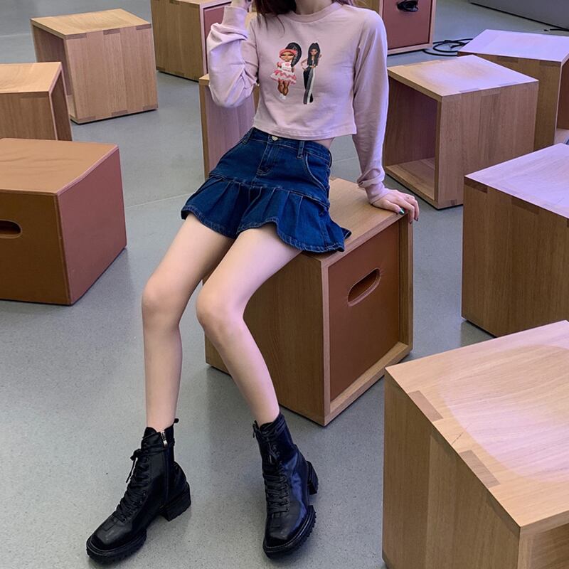 スプリングオータムウェストAラインスカート ショート薄手 春物 秋物 スーパーモール36154825679