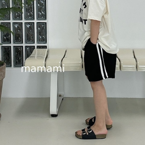 【予約　2024 summer】Junior：tape pants〔テープショートパンツ〕　mamami