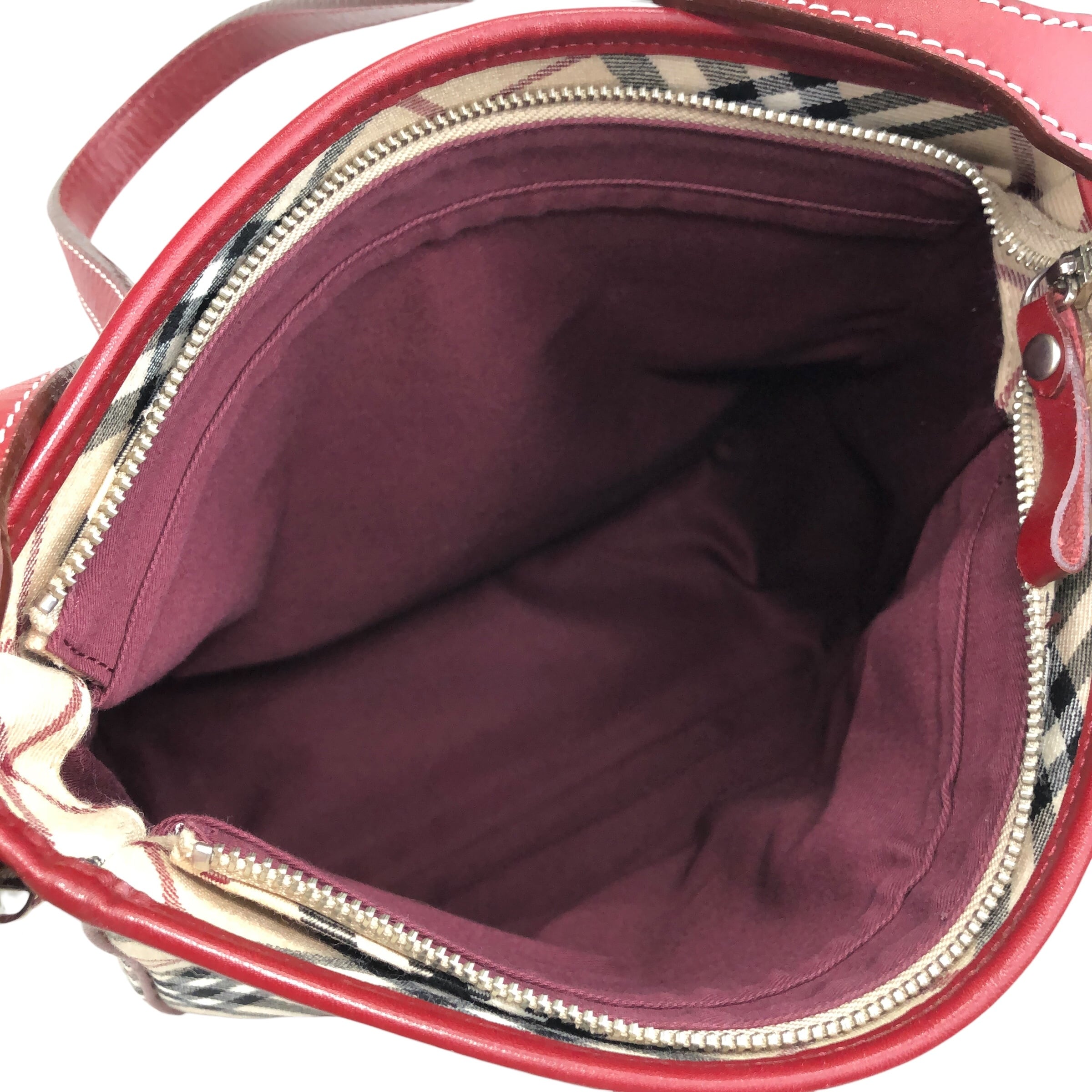 BURBERRY バーバリー チェック ショルダーバッグ ベージュ×レッド