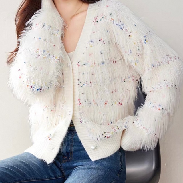 つぶつぶマルチカラーパールカーディガン　N00213