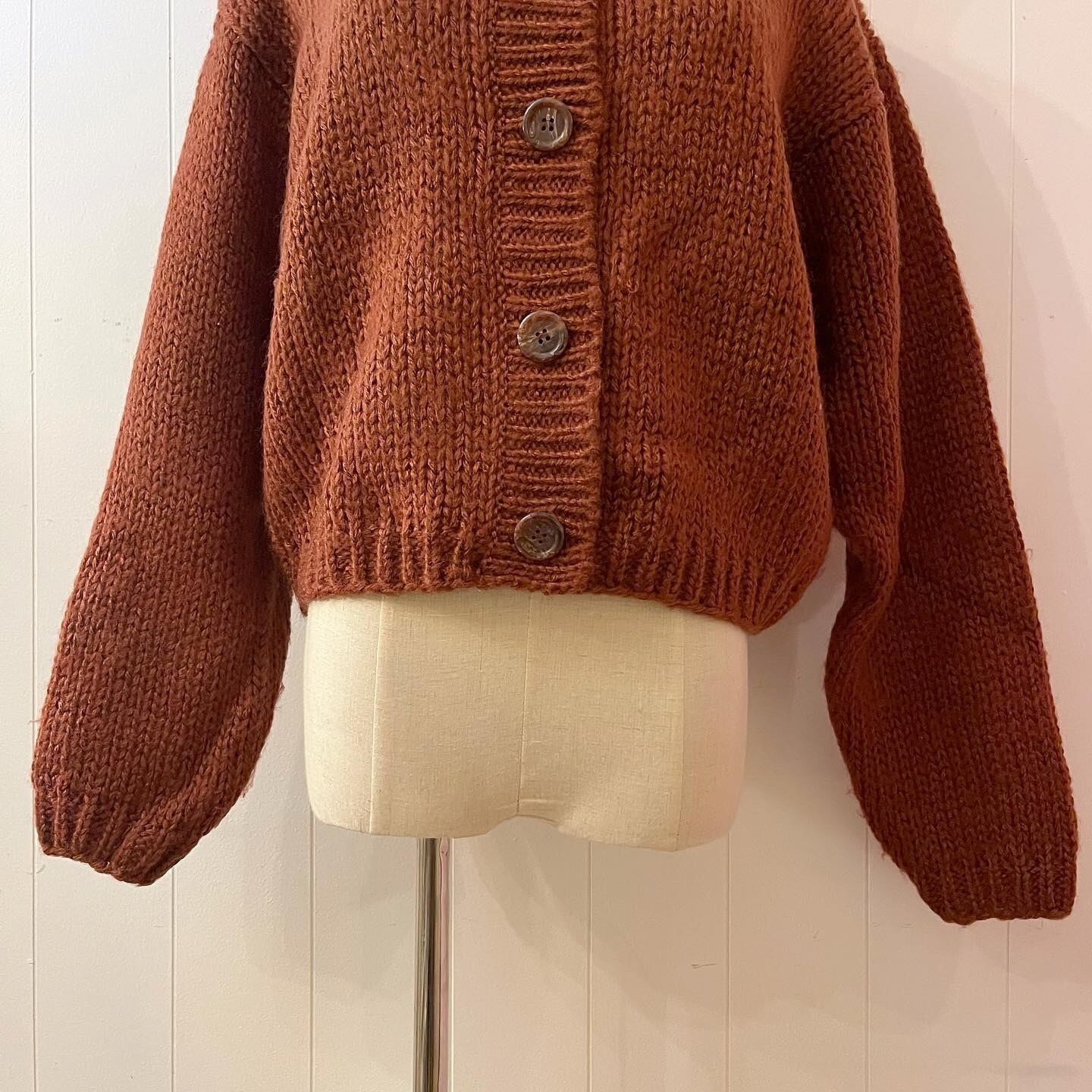 warm brown low gauge knit cardigan