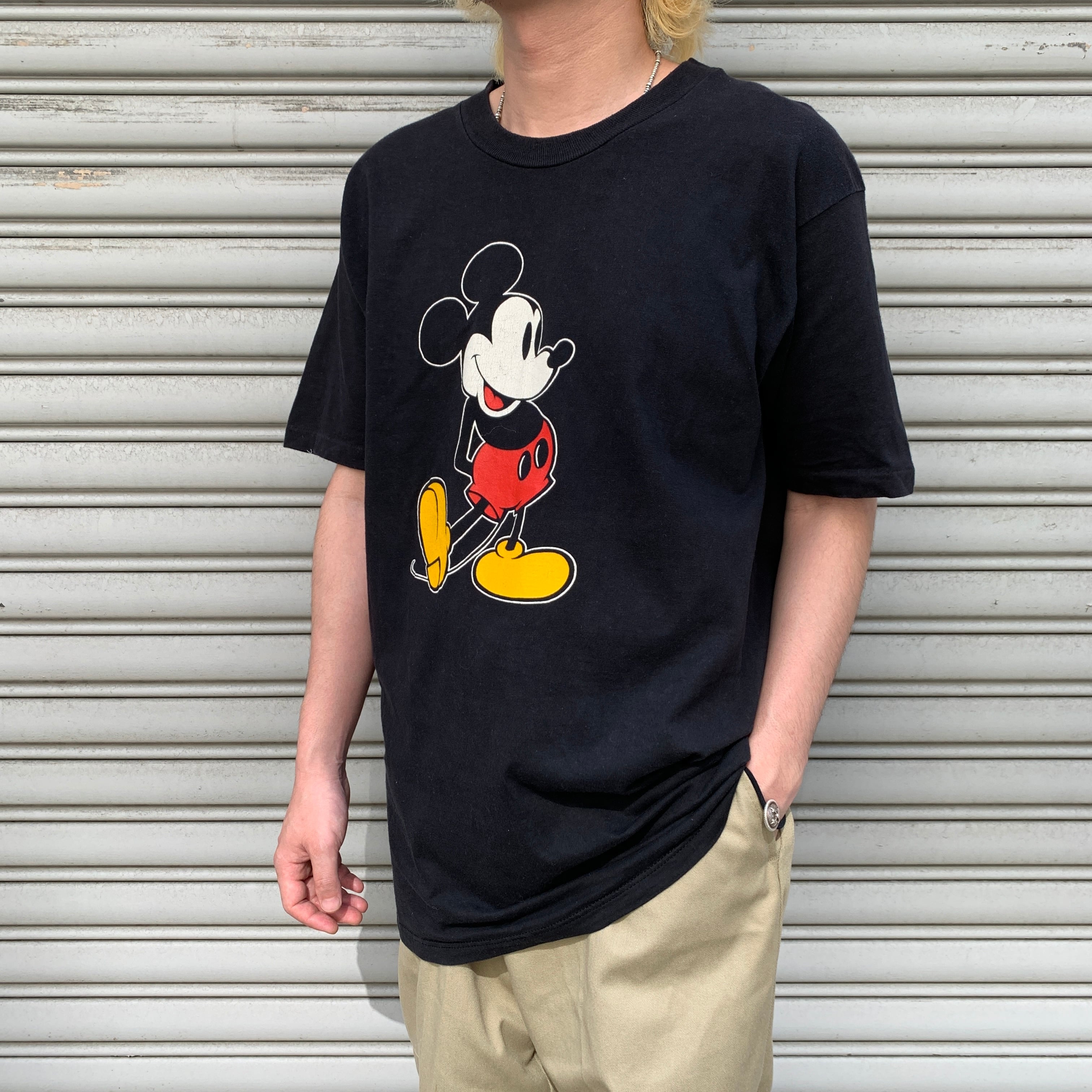 90s USA製 Disney ミッキーマウス キャラクターTシャツ 黒 XL | 古着屋 Uan