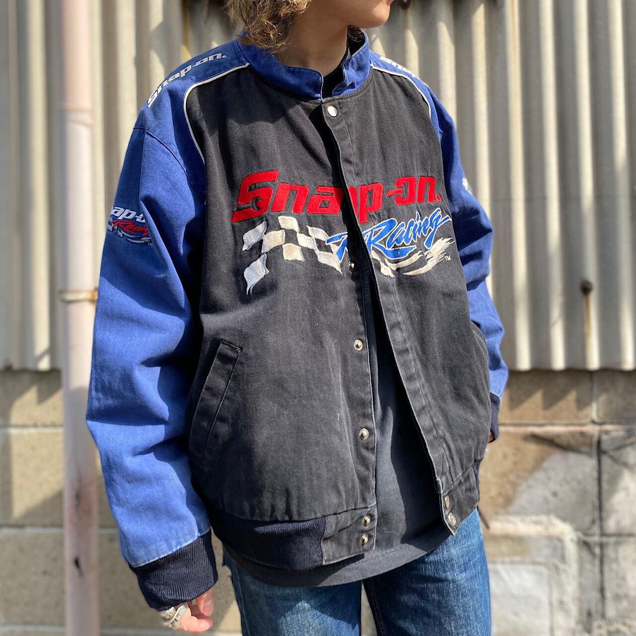 SNAP-ON 企業ロゴ 刺繍 コットン レーシングジャケット メンズXL相当 
